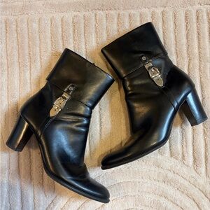 Etienne Aigner Black Leather Heeled Boots
